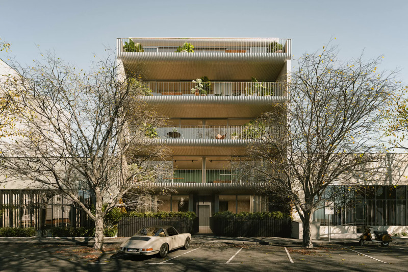 Long shot render of Napier Street building